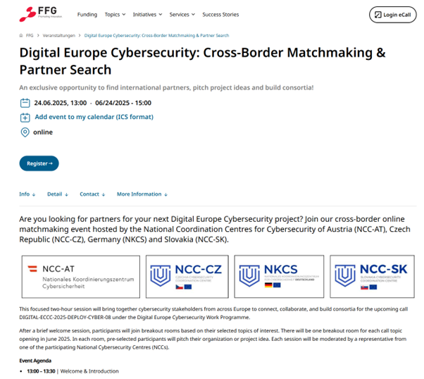 Cross border match-making event NCC-CZ, NKCS, NCC-SK