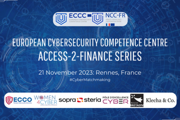 A visual for the ECCC Access-2-Finance Matchmaking Event in Rennes on 21 November 2023.